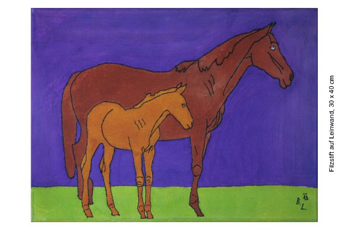 Mare and foal standing